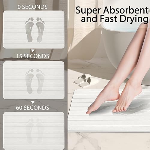 Miniatura 4 de Tapete de baño de piedra de tierra de diatomeas, antideslizante, súper absorbente, tapete de baño para baño, secado rápido, piedra de diatomita,