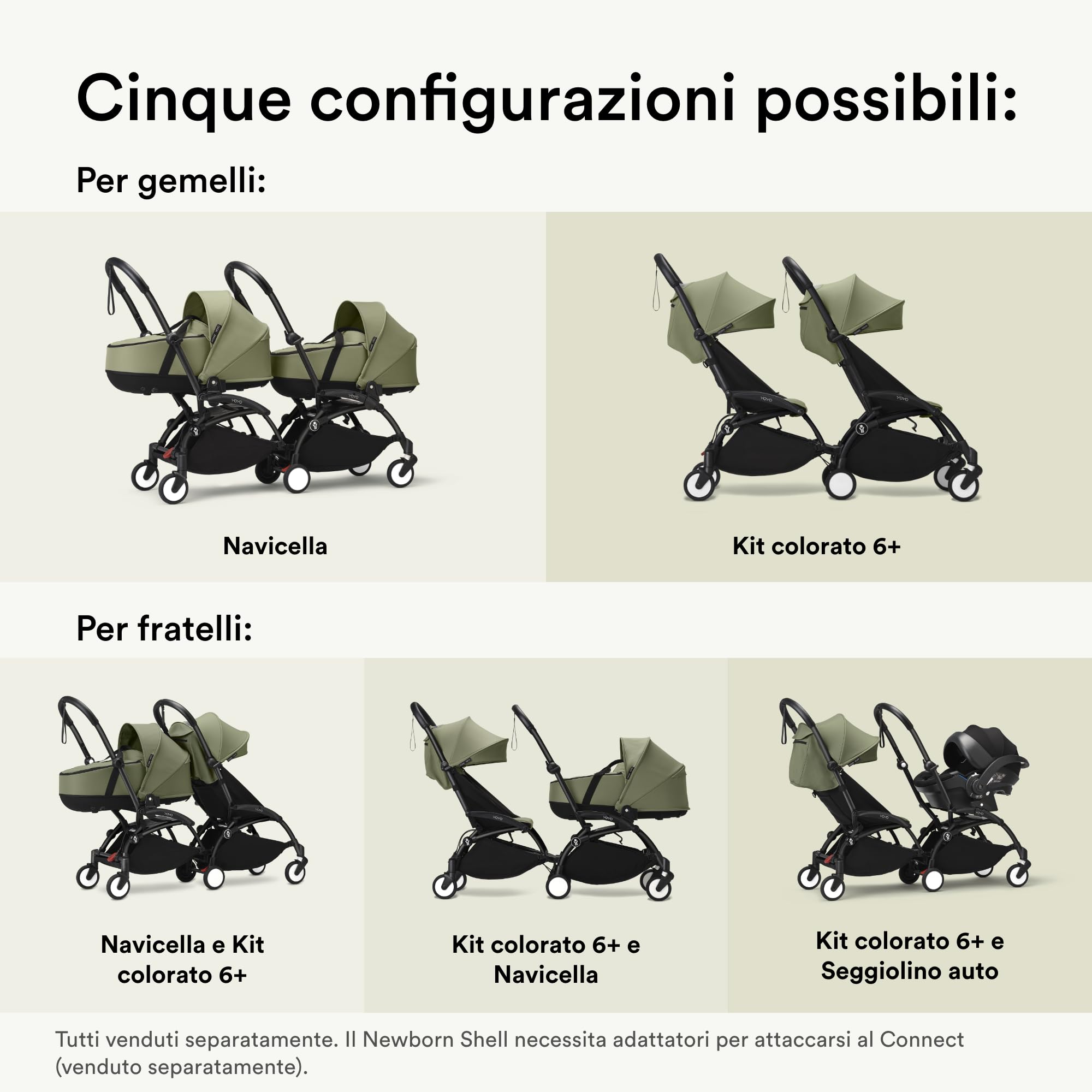 Stokke YOYO Connect, Nero - Trasforma il tuo YOYO in un passeggino doppio - Perfetto per gemelli o bambini con poca differenza di età