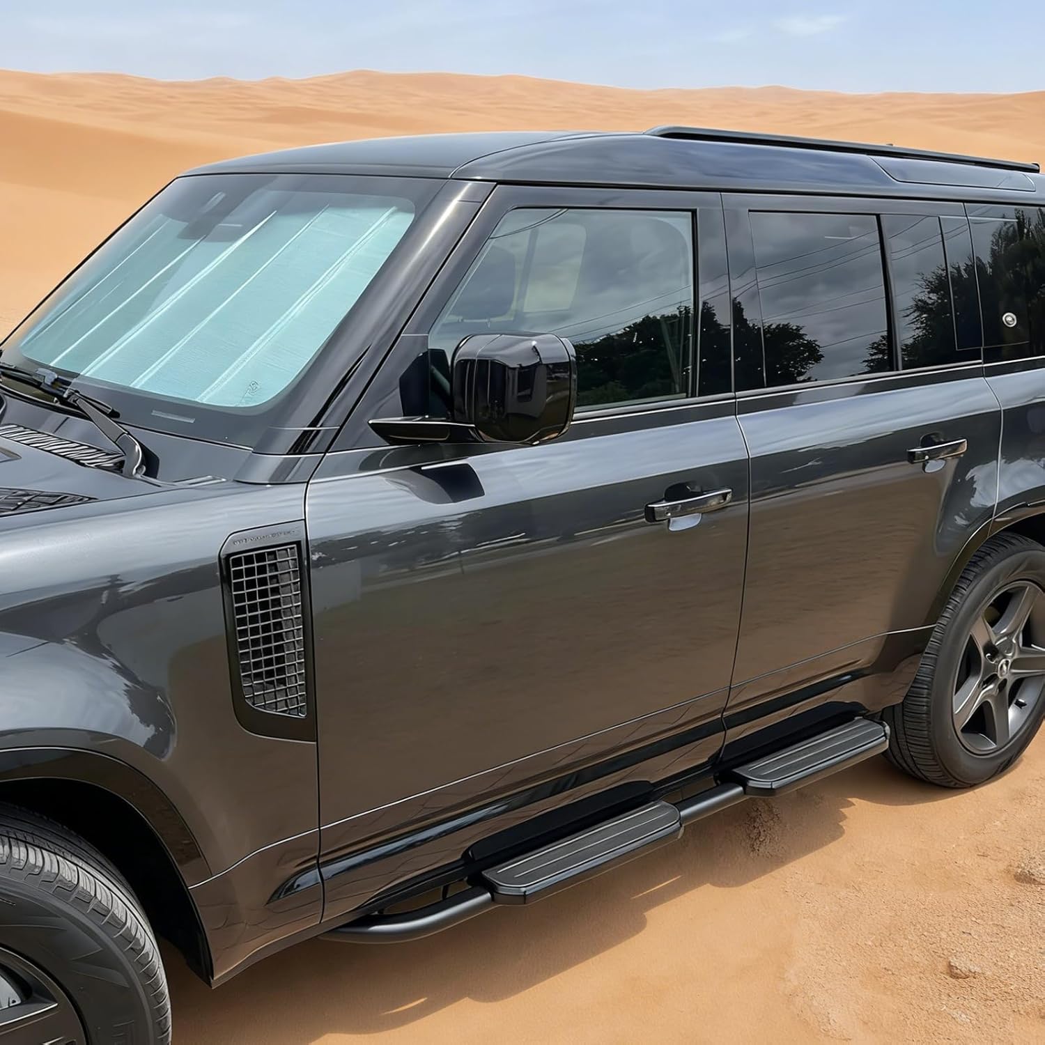Running Boards Side Steps Fit for Land Rover Defender 110 130 L663 4DOOR 2020 2021 2022 2023 2024 2025 2026, 2 PCS Right and Left Side Step Rail Removable Nerf Bars with Brackets