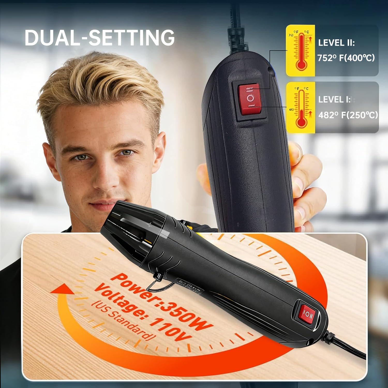 400PCS Solder Seal Wire Connectors Kit with Dual Temp Heat Gun, Heat Shrink Solder Butt Connectors Waterproof Electrical Terminals for Automotive Marine Boat RV Wiring Repair (400, Black)