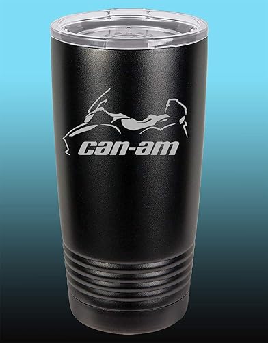 Can Am RT - Vaso de acero inoxidable de 20 onzas con tapa transparente, color negro