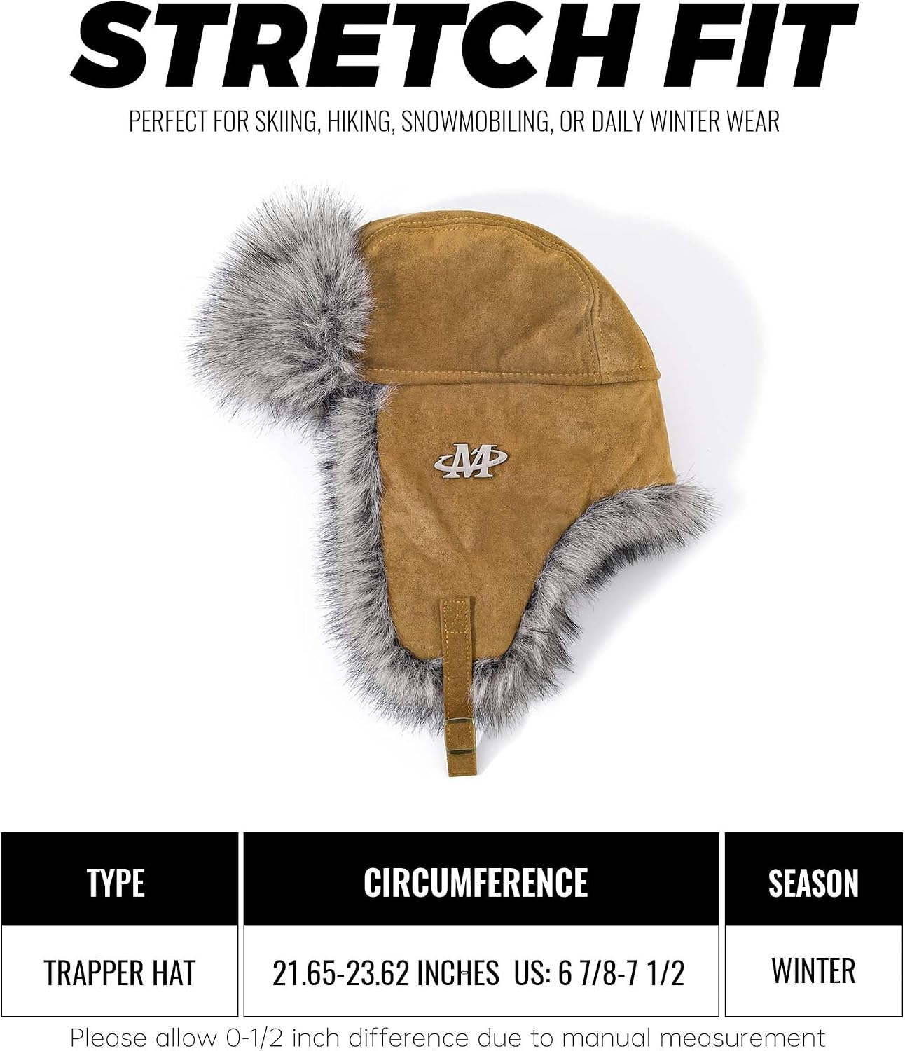 Croogo Faux Fur Trapper Hats with Ear Flaps Aviator Hat for Cold Weather Outdoor Ski Cap Black Ushanka Hat for Men Women