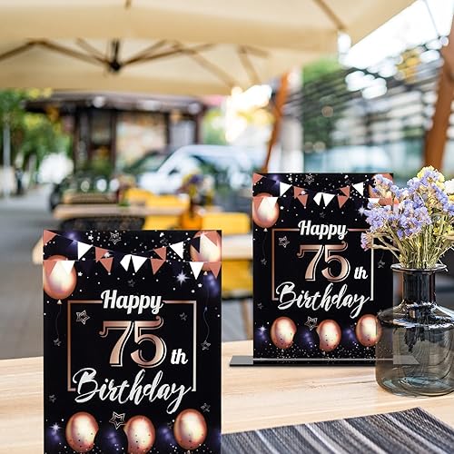 Miniatura 292 de LINGTEER Happy 11th Birthday Decorations, 2Pcs Black&Gold Stand Print Acrylic Table Centerpieces Backdrop Board- Cheers to 11 Years Old Fun Birthday