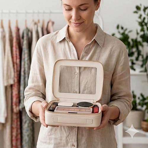 Miniatura 10 de Aveniee Bolsa organizadora de maquillaje transparente, bolsa de aseo de viaje, estuche cosmético para mujeres, bolsa portátil de maquillaje