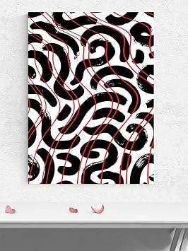 Postermanya Crimson Flow, Siyah Beyaza K z l Ak  Soyut Sanat Sanatsal Poster - Afi  - Dekorasyon