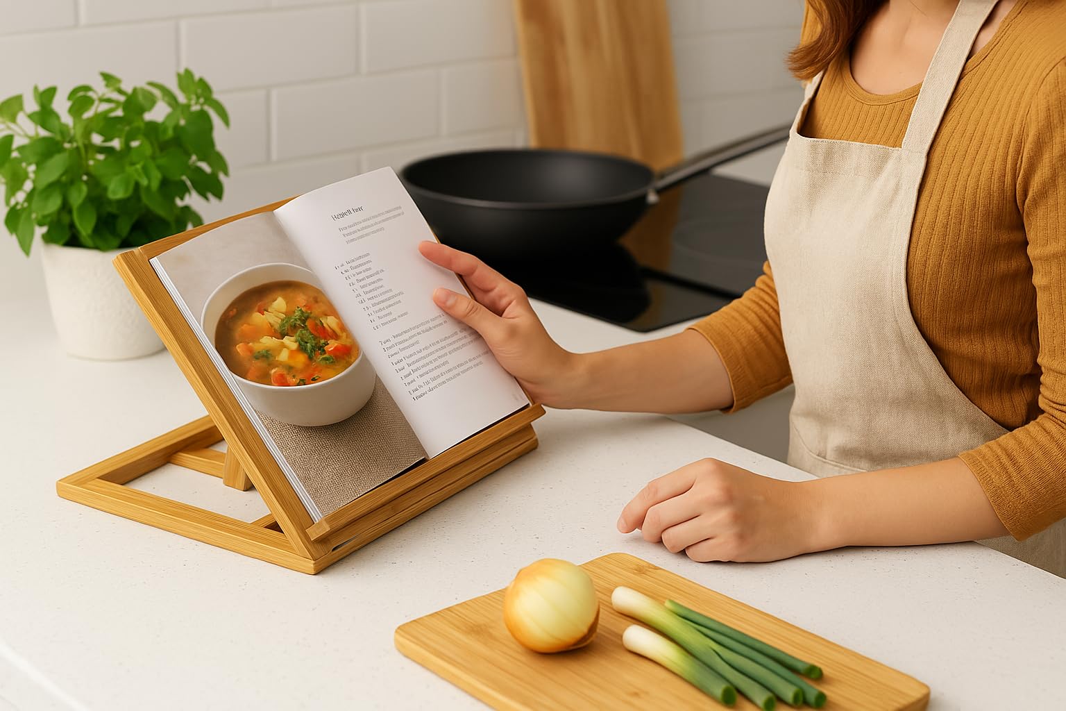 DAMDAM GO | Supporto di lettura regolabile legno Leggio regolabile in bambù naturale – Supporto per libri, ricette di cucina, tablet e iPad – Leggio pieghevole con 5 angoli regolabili