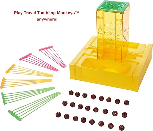 Miniatura 5 de Mattel Games ​Monos Tumblin' de viaje, juego portátil para niños con almacenamiento integrado para niños de 5 años en adelante, multicolor