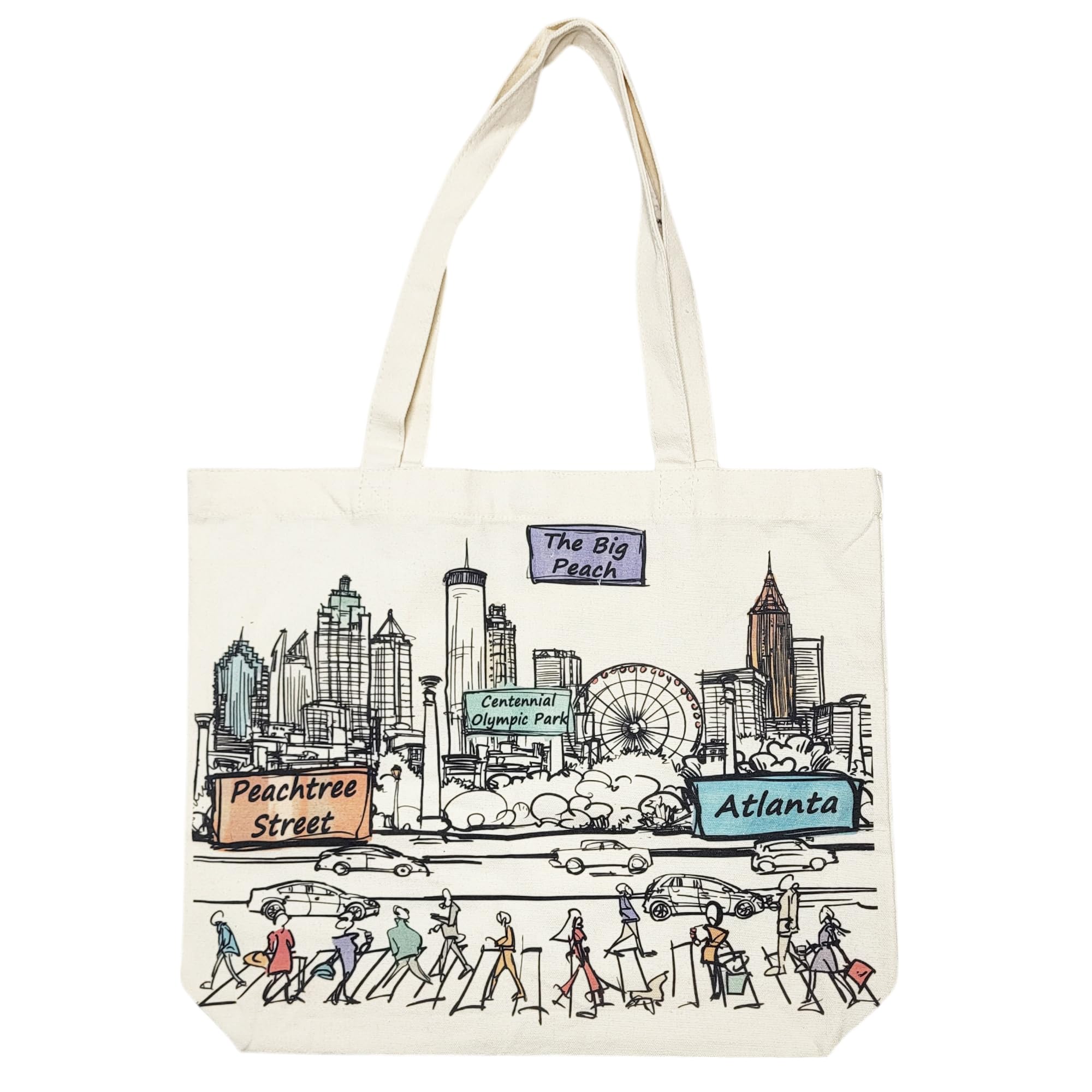 Beary Blu Cities Around the World Artwork Tote Bag Series- Designed in the USA, 17"x14", Double Sided Print, Souvenir & Gift