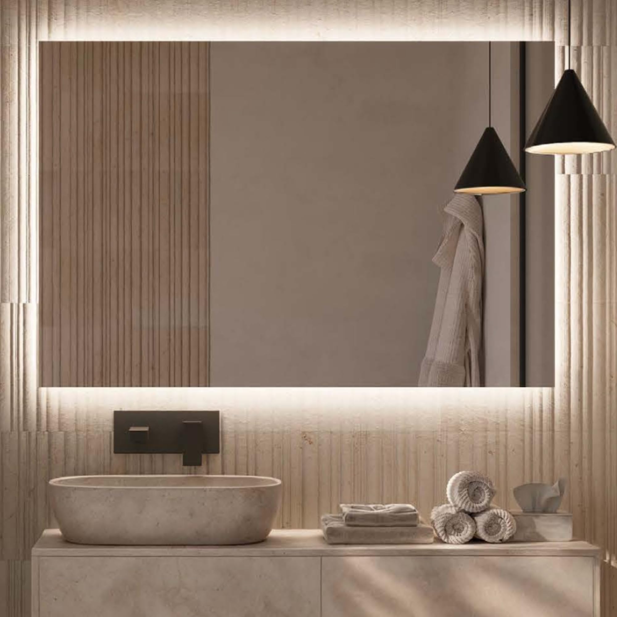LEDIMEX - Espejo Retroiluminado Baño 100x80cm | Espejo Rectangular con Luz LED Fría 6500k | Espejo Cuarto de Baño con Luz Integrada sin Marco para Mueble | Serie Suecia
