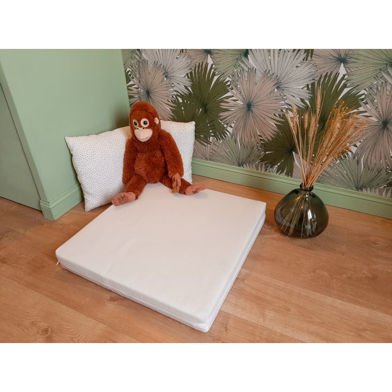TINÉO - Matelas de Voyage Bébé - Pliant 2 Parties - 60x120 cm - Épaisseur 4 cm - Idéal Couchage D'appoint - Déhoussable - Densité 900g/m3 - Fabriqué En France
