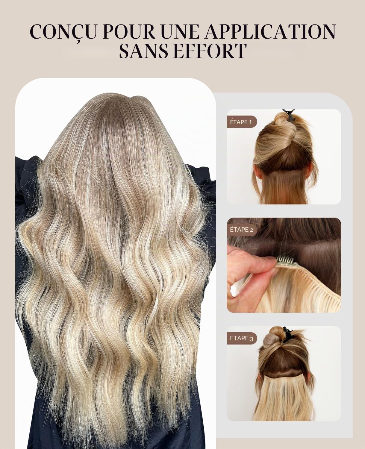 VINBAO Extension de cheveux à clips #1 noir de jais 16 pouces/40cm 100g 6pcs clip extension de cheveux humains remy dans les cheveux humains raides doubles tirés pour les femmes(#1-16pouces)