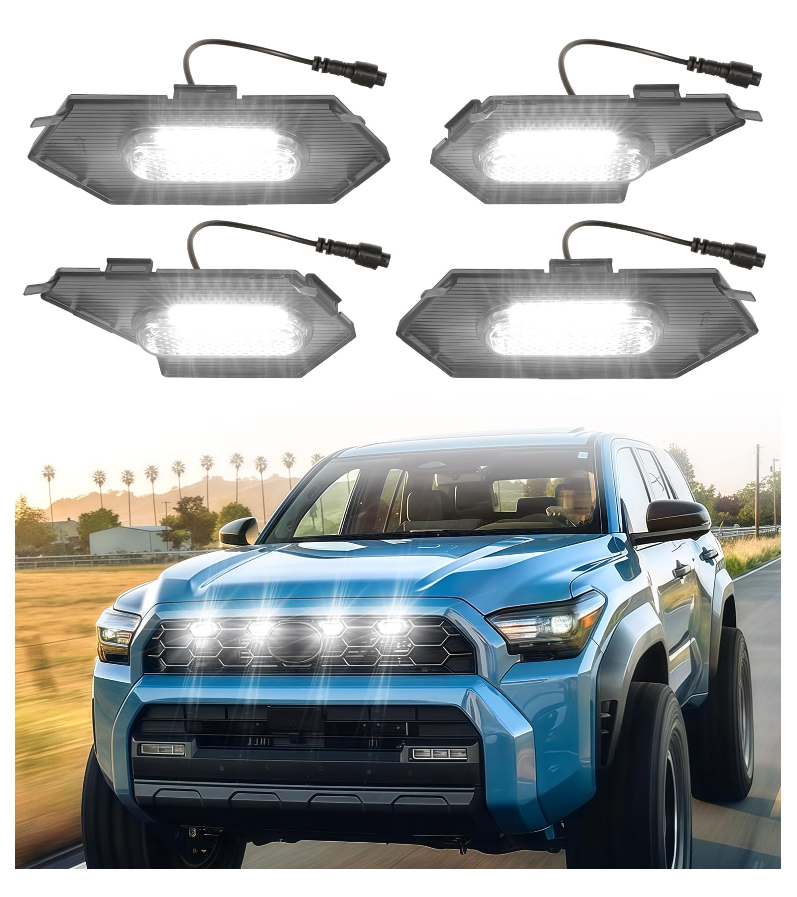 LED Grill Lights for 2025 2026 Toyota 4Runner Raptor Lights Front Grille Light Bar Head Lamp 4 Runner Accessories 6th Gen (White, TRD Sport & Off Road Only)
