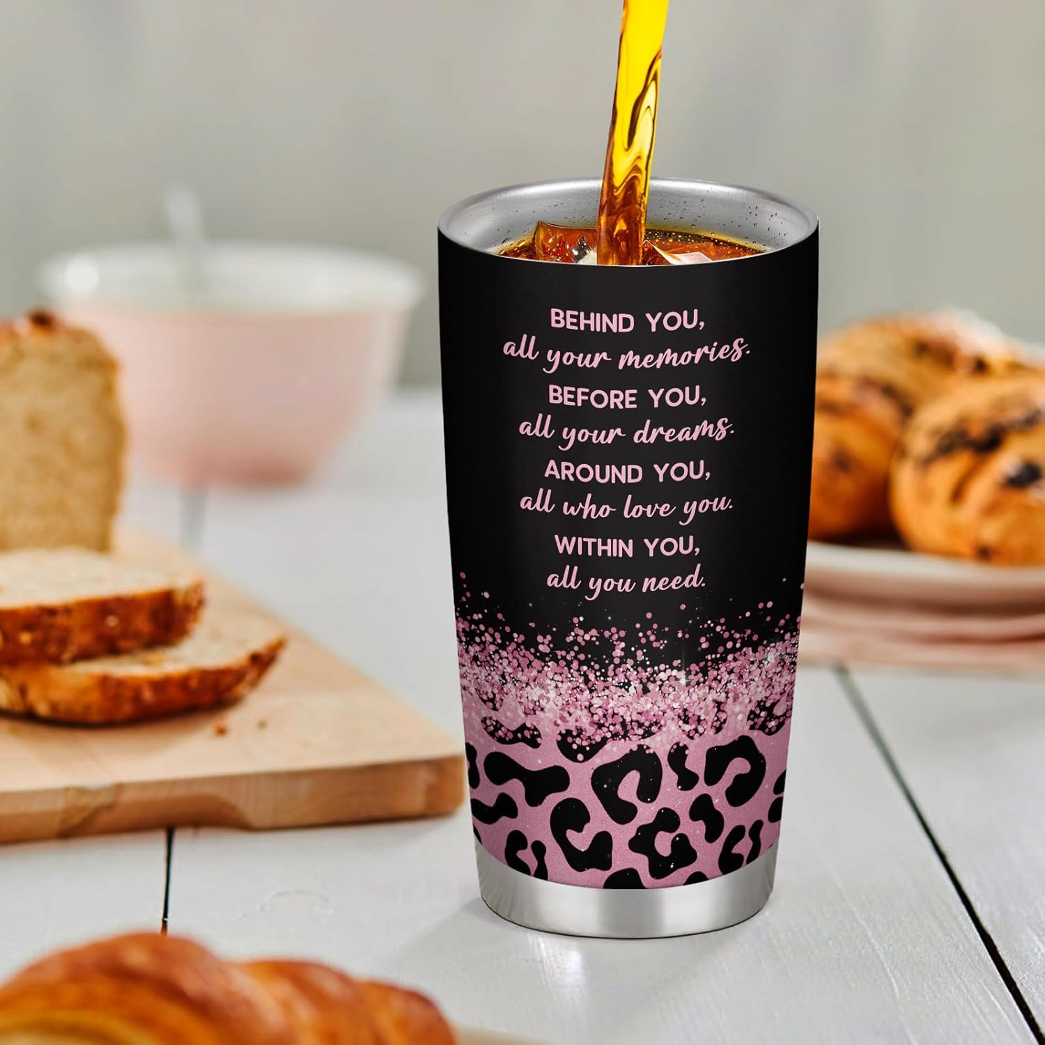 40th Birthday Gifts Women, 40 and Fabulous Tumbler, 40 Year Old Birthday Gifts for Women, 40th Birthday Gift ideas for Mom Friend Sister Wife, Leopard Travel mug 20oz - Image 4