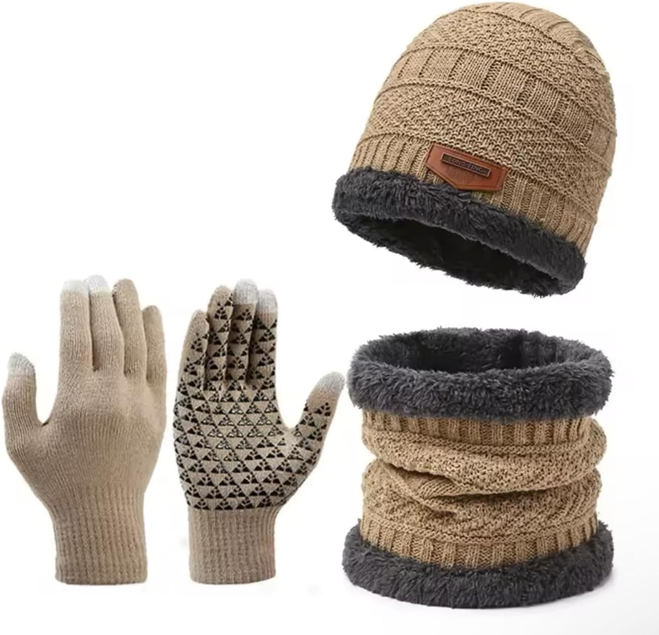 Thick Hat Three Piece Set For Cold Winter Cycling Gloves For Men and women