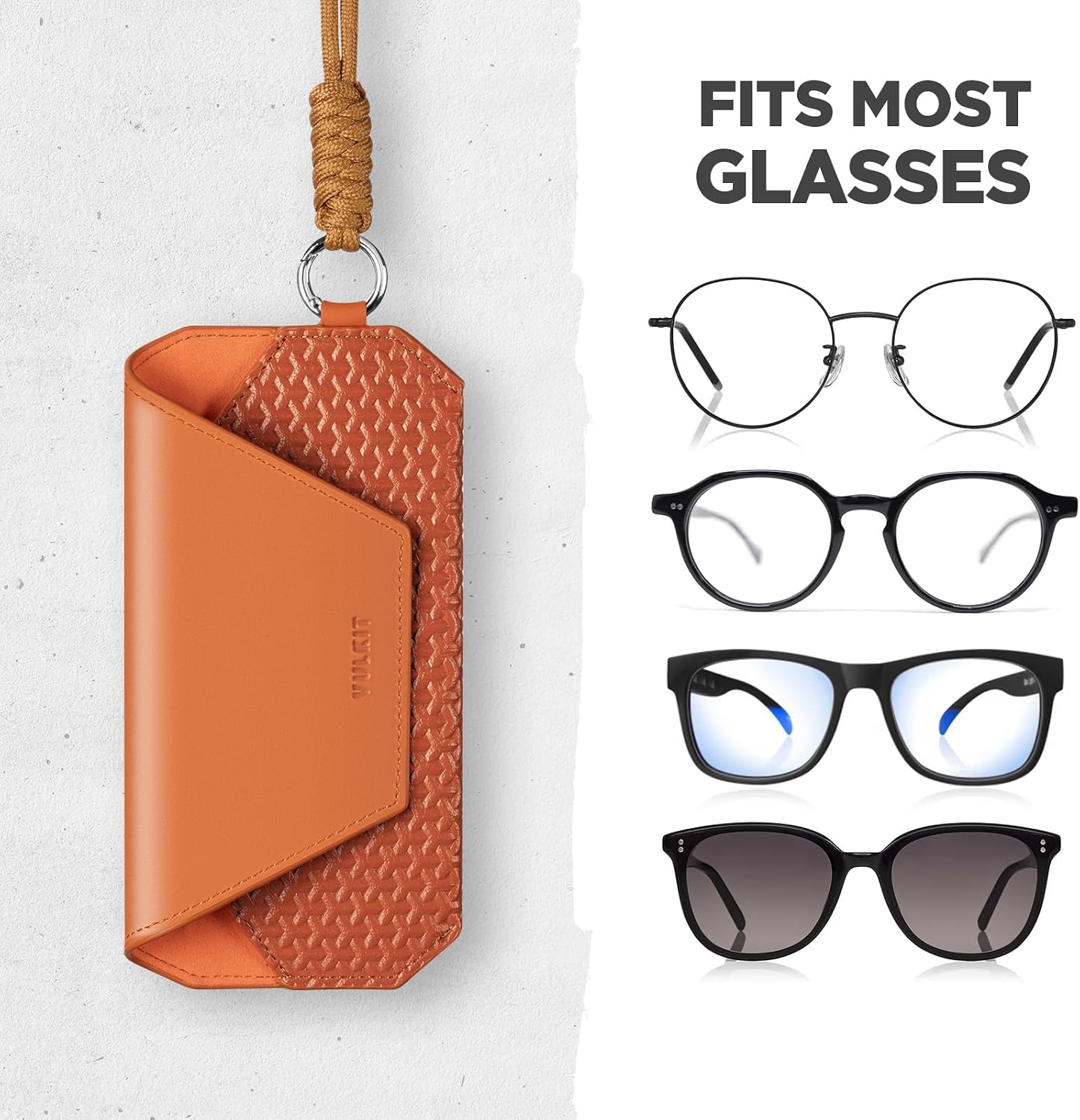 VULKIT Portable Eye Glasses Case for Women & Men, Slim Sunglass Case, Unisex Eyeglass Case, with Adjustable Neck Lanyard image 4