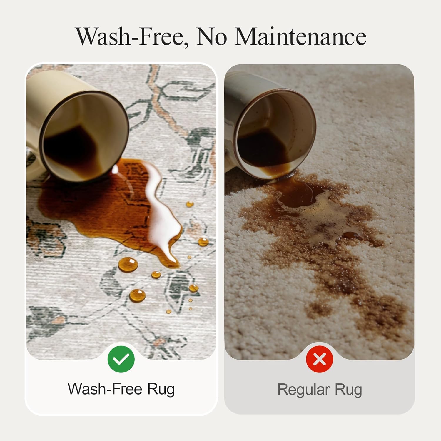 GENIMO No-Wash 5X7 Area Rug for Living Room Bedroom Patio, Waterproof Stain Resistant Oil Proof Chenille Carpet, Non Slip Vintage Boho Rug for Dining Room & Home Office Decor