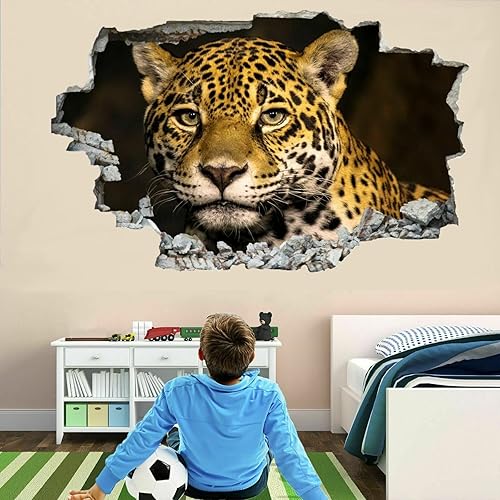 Miniatura 25 de Calcomanía de pared de animales, tatuaje de pared 3D de tiburón destrozado, removible, calcomanías de pared para habitación, calcomanías