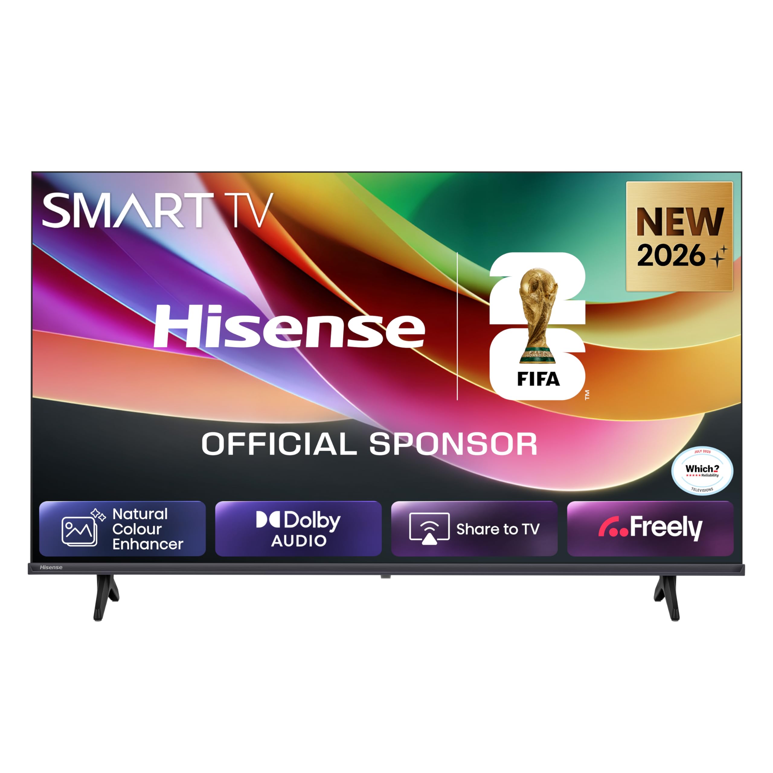 Hisense 40" 40A4STUK LED Full HD Smart TV with Freely, Netflix, Disney+ and YouTube - Natural Colour Enhancer, Dolby Audio, Share to TV, Noise Reduction, Game Mode, DTS Virtual: X, Smart Home Ready
