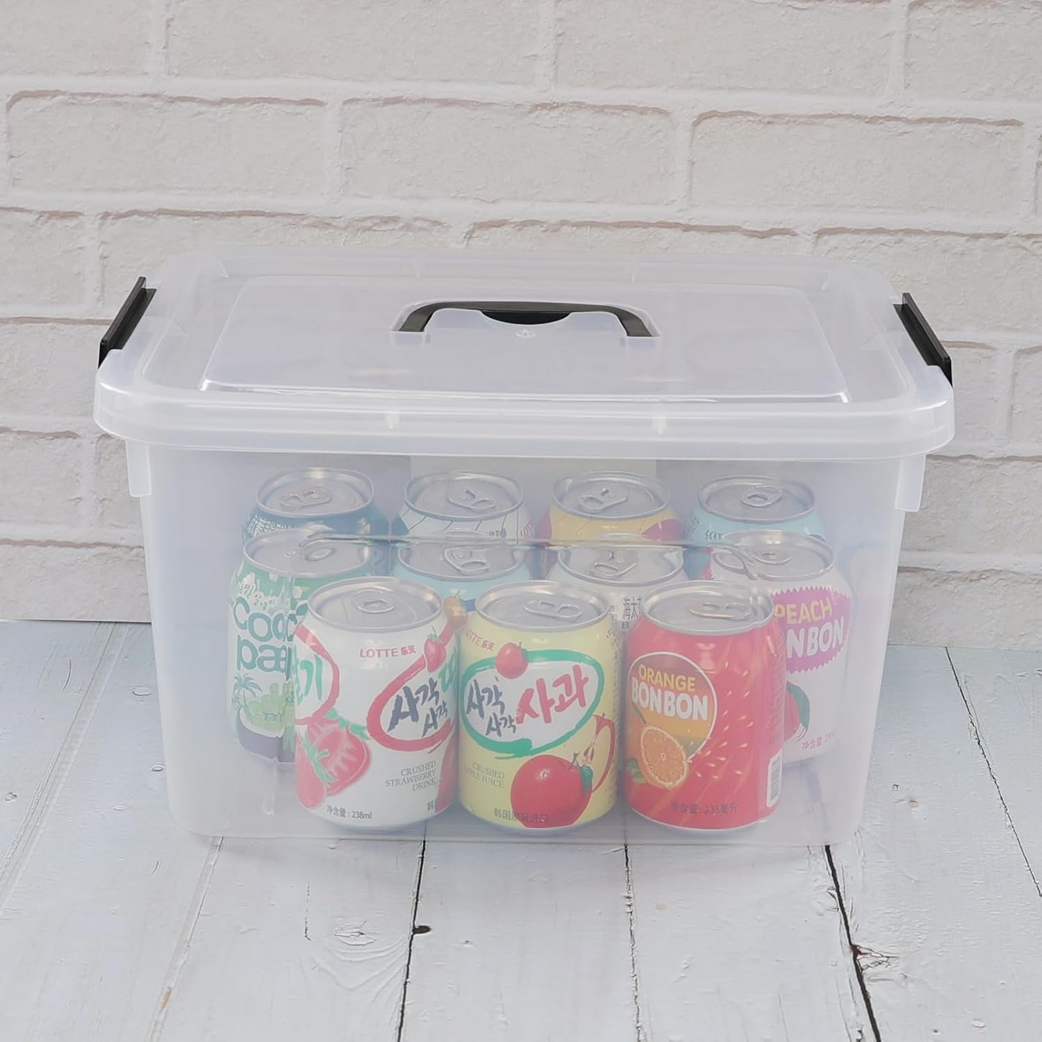 5 Liter Clear Storage Box, 4-Pack Plastic Latching Box with Lid