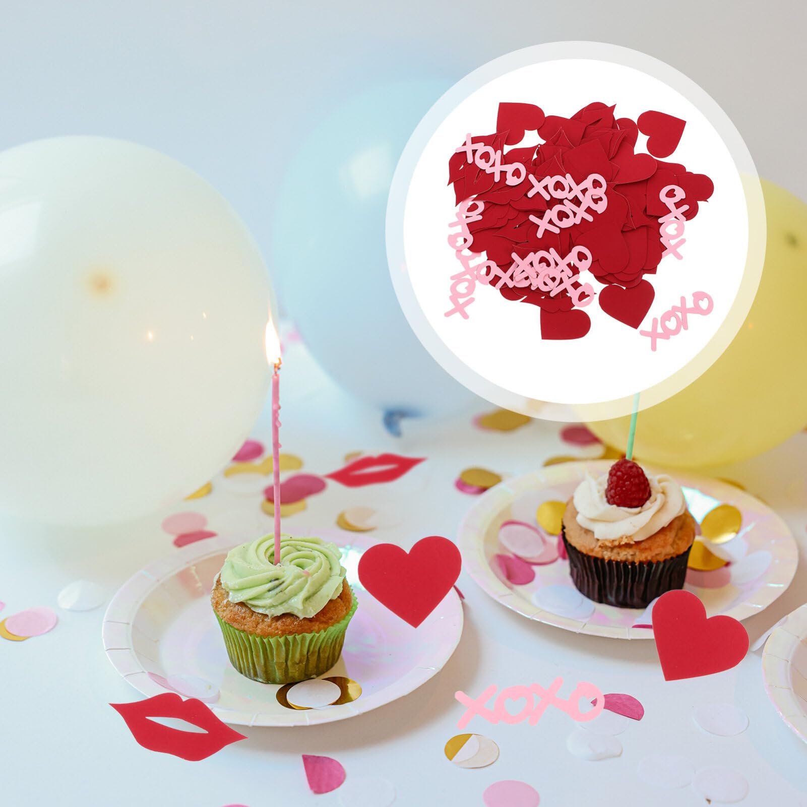 Valentinstagskonfetti Mit Kirschherzen – 200 Stück, Rosa & Rot Glitzernd Für Partys & Tischdeko