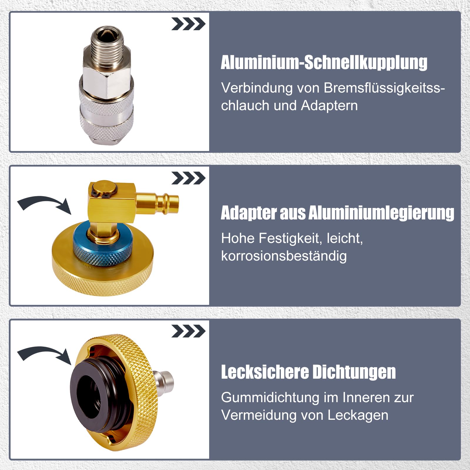 17-TLG Adapter Bremsflüssigkeitsbehälter, Aluminium Auto Bremsflüssigkeitswechselgerät Adapter mit Schnellkupplung, Bremsenentlüftungsgerät Adapter Passend für die Meisten Fahrzeugmarken