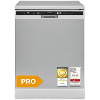 Exquisit Dishwasher 60 cm Width 14 Place Settings Energy Class C 47 dB 6 Programmes Self-Cleaning Half Load Start Time Delay Auto Door Aquastop Water Protection GSP56314-030C Silver [Energy Class C]