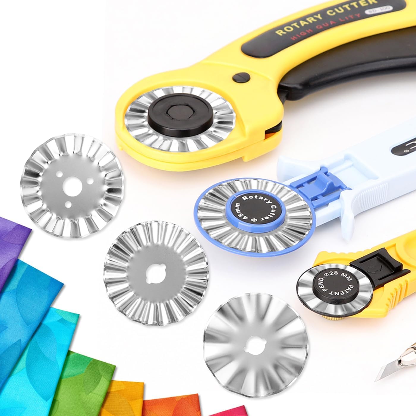 9Pcs 45mm Pinking Rotary Cutter Blades -Bestgle Stainless Steel Wave Rotary Cutter Blades Decorative Rotary Blade for Quilting,Sewing and Arts & Crafts, Fits Fiskars, Olfa