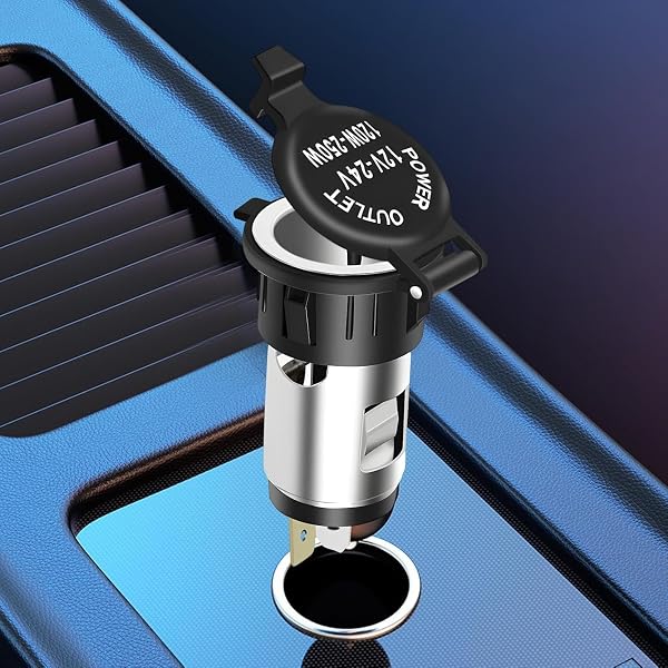 12v-24v 120w Cigarette Lighter Female Socket, Car Cigarette Lighter Socket, for Marine Motorcycle Car Boat Tractor Riding Mower(Black) - 3