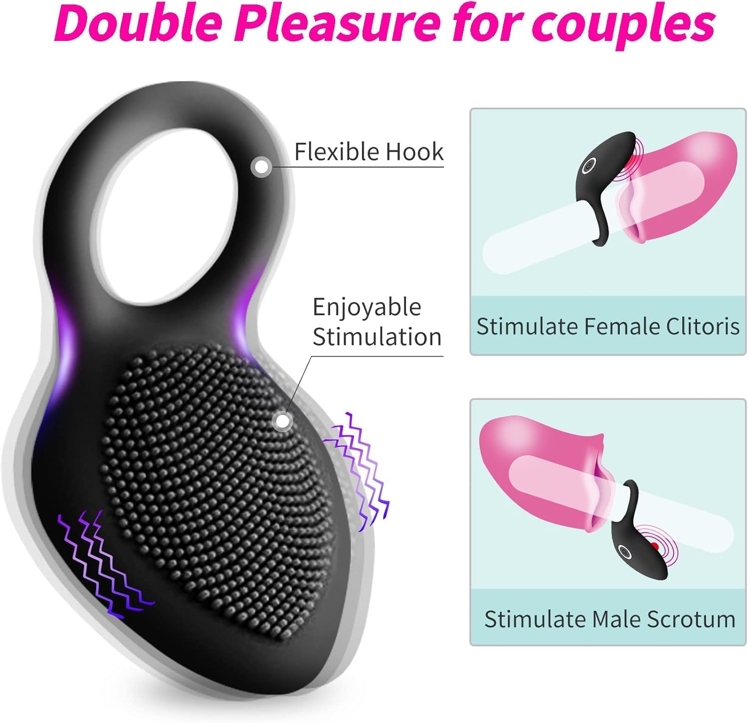 Vibrating Cock Ring,Rechargable Silicone Stretchy Penis Rings with 10 Intense Vibration Modes for Men Couples Pleasure,Male Erection Enhancing and Female Clit Vibrators (Black)