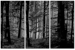 3-Panel Black and White Forest Canvas Art