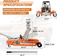Vista 3 de Donext gato de piso de perfil bajo de 2.5 toneladas para carreras, construcción de acero de alta resistencia, rango de elevación 8.51 cm-36 cm