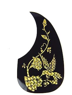 Universal Self Stick thin acoustic guitar pickguard ,style-6 Gold brid & Flower