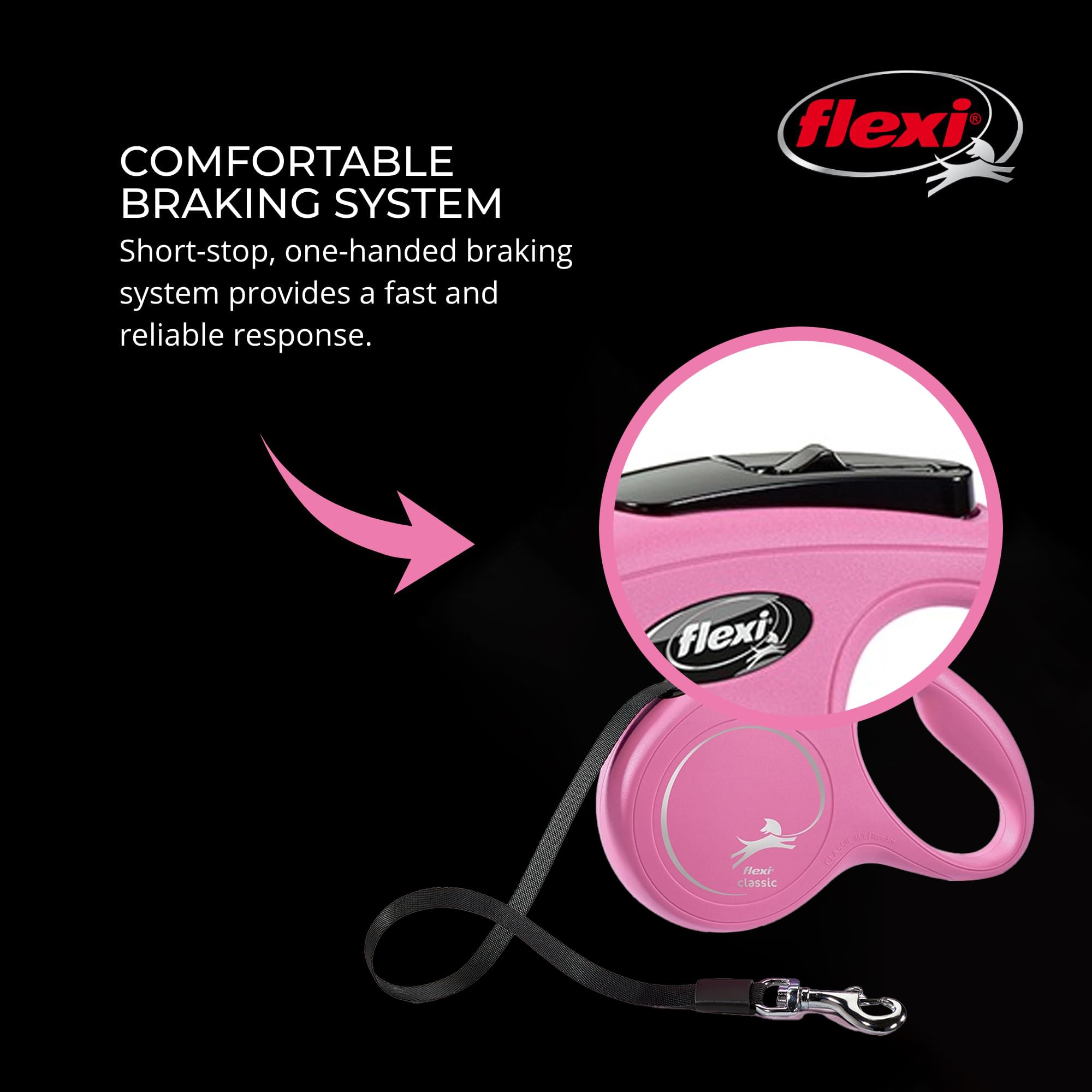 Flexi Klassische einziehbare Hundeleine, 4,88 m, klein, Pink