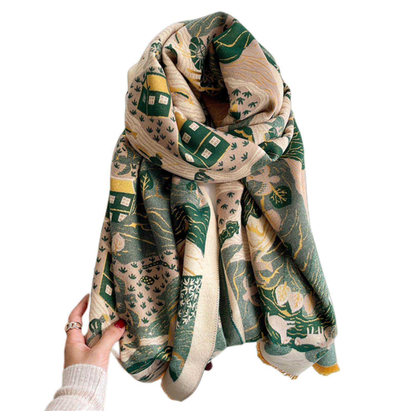 URYYRIT Foulard Écharpe Cachemire Chaude Dames Imprimer Un Châle De Couverture Hivernale Épaisse Et Envelopper Pashmina 180 * 65 Cm Femmes-Wyt19-3
