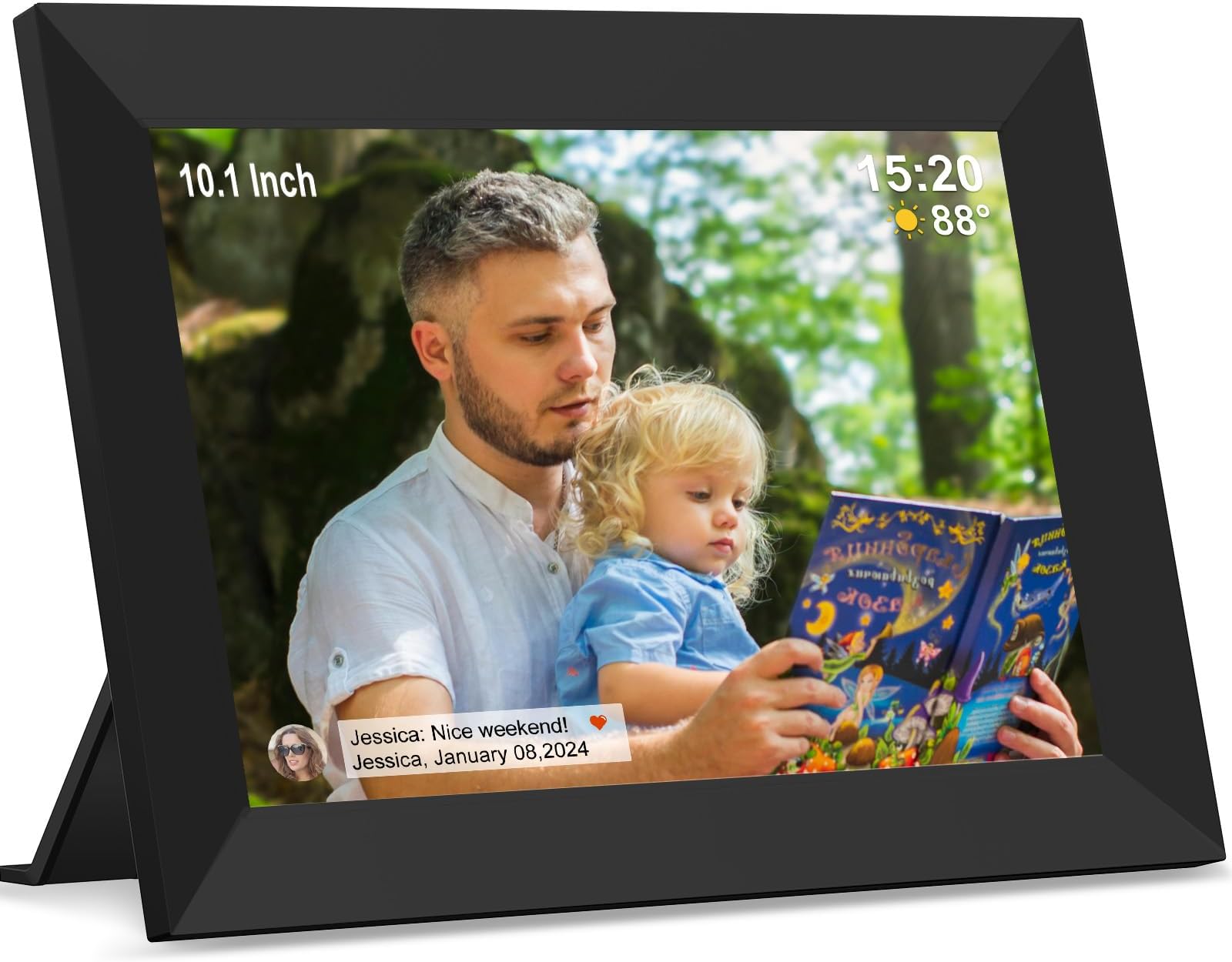 Frameo WiFi Digital Photo Frame with 10.1 inch IPS Touchscreen, upload images to 32GB smart digital photo frame via Frameo APP, Rotate and Copy