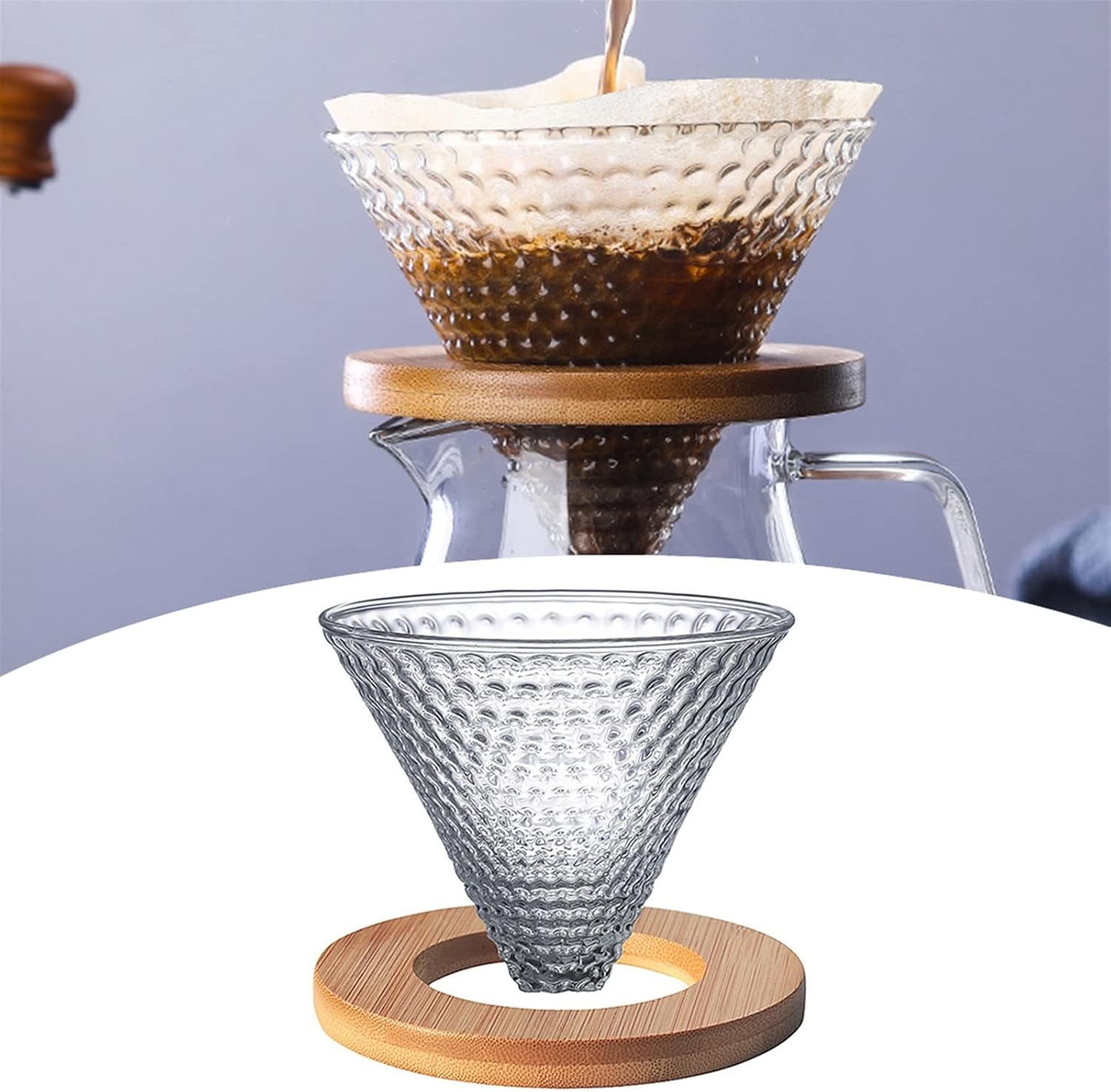 Ultra Fine Strainer Pour Over Coffee Dripper Coffee Filter Cone 1-2 Cup Reusable Filters Pour Over Maker Set Ceramic