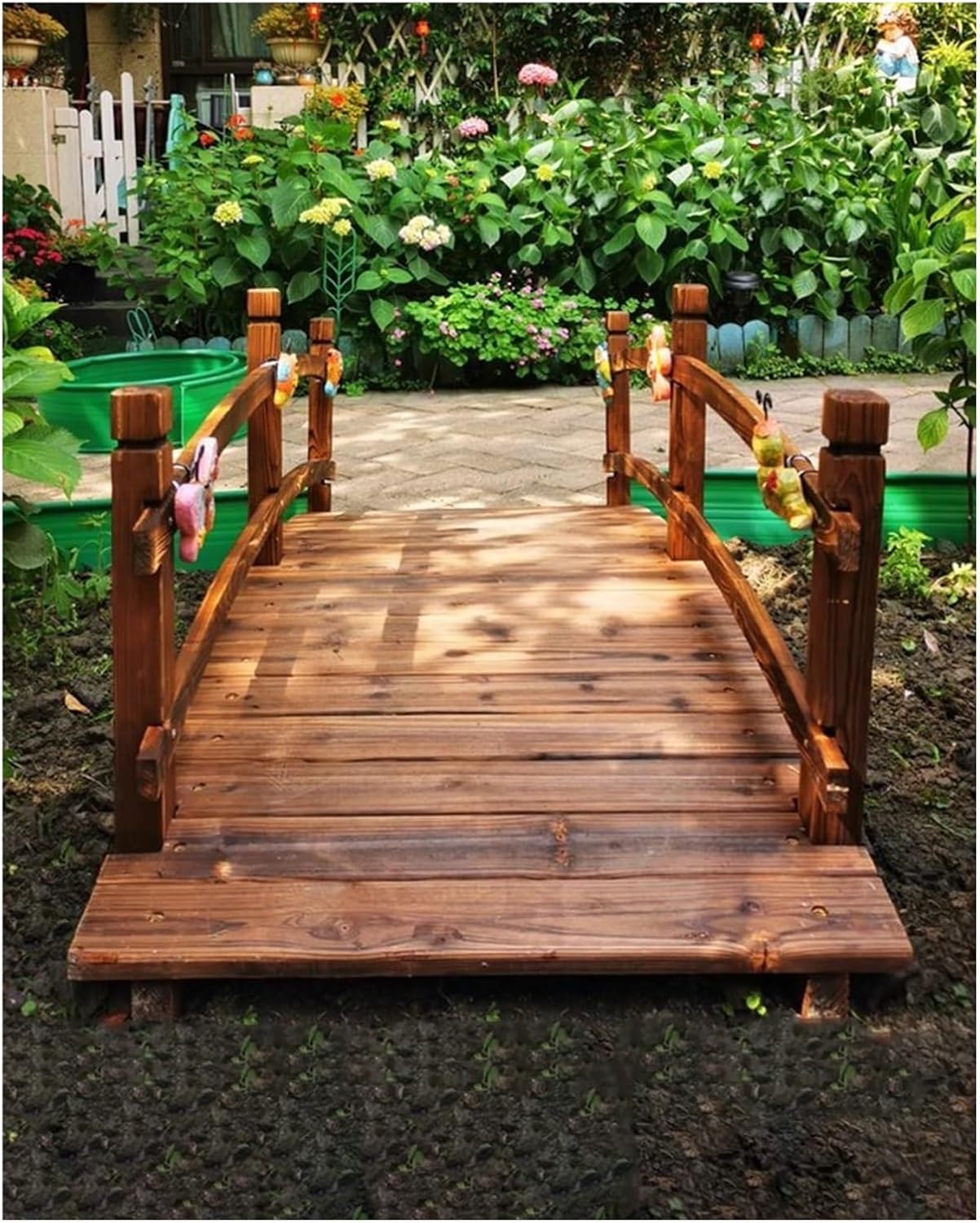 Wooden Garden Bridge, Wood Garden Bridge, Arc Foot Bridge for Lawn Yard, Small Pond Bridges for Garden Landscaping(180cm (6ft))