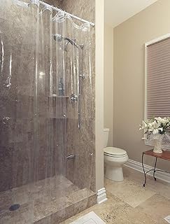 PEVA Antimicrobial PVC Free Shower Curtain Liner, Size:72”x72”, Color: Clear, Transparent