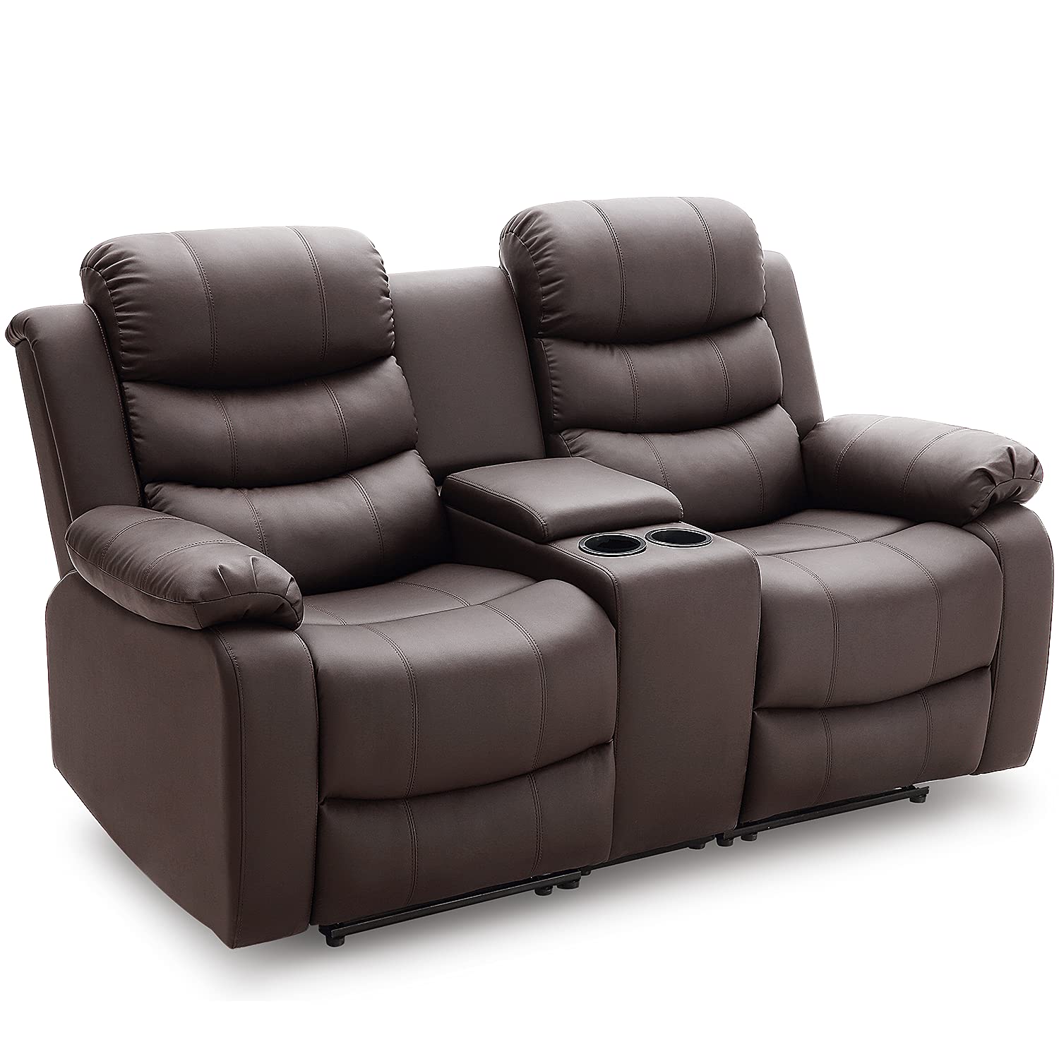 Buy PU Reclining Console Loveseat, Upholstered Sofa Recliner