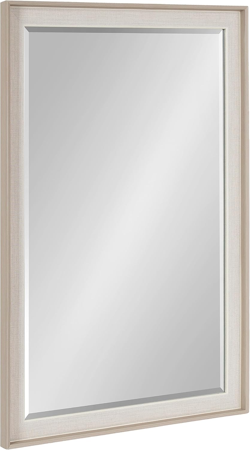 Kobert 20" x 30" Natural Linen Texture Rectangular Wall Mirror