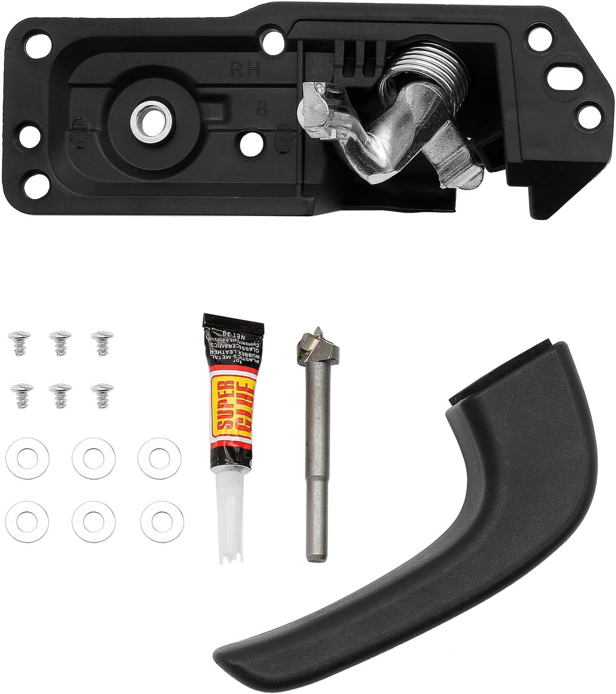 ATRACYPART Interior Door Handle Kit Front Rear Right Passenger Side | for 2007-2014 Chevy Silverado Tahoe Suburban Avalanche, GMC Sierra Yukon, Cadillac Escalade | Replaces# 20833602, 20871483, 80375