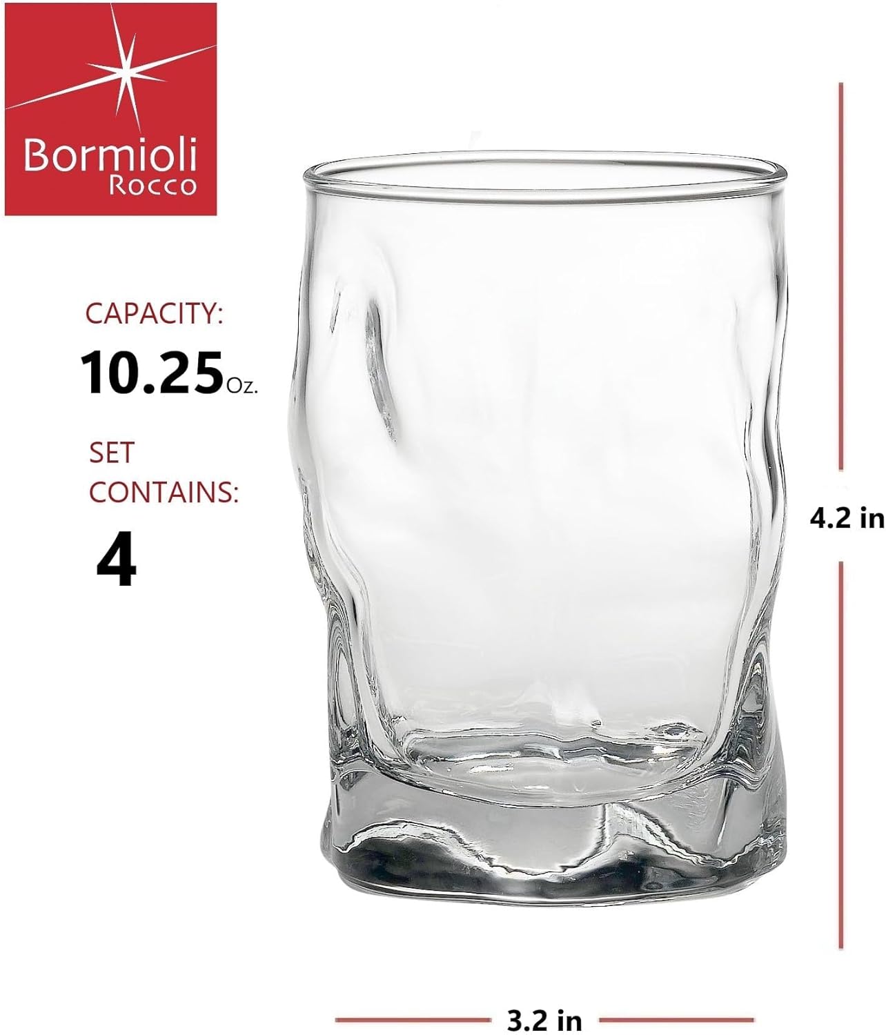 Bormioli Rocco Sorgente Water Glasses, Set of 4