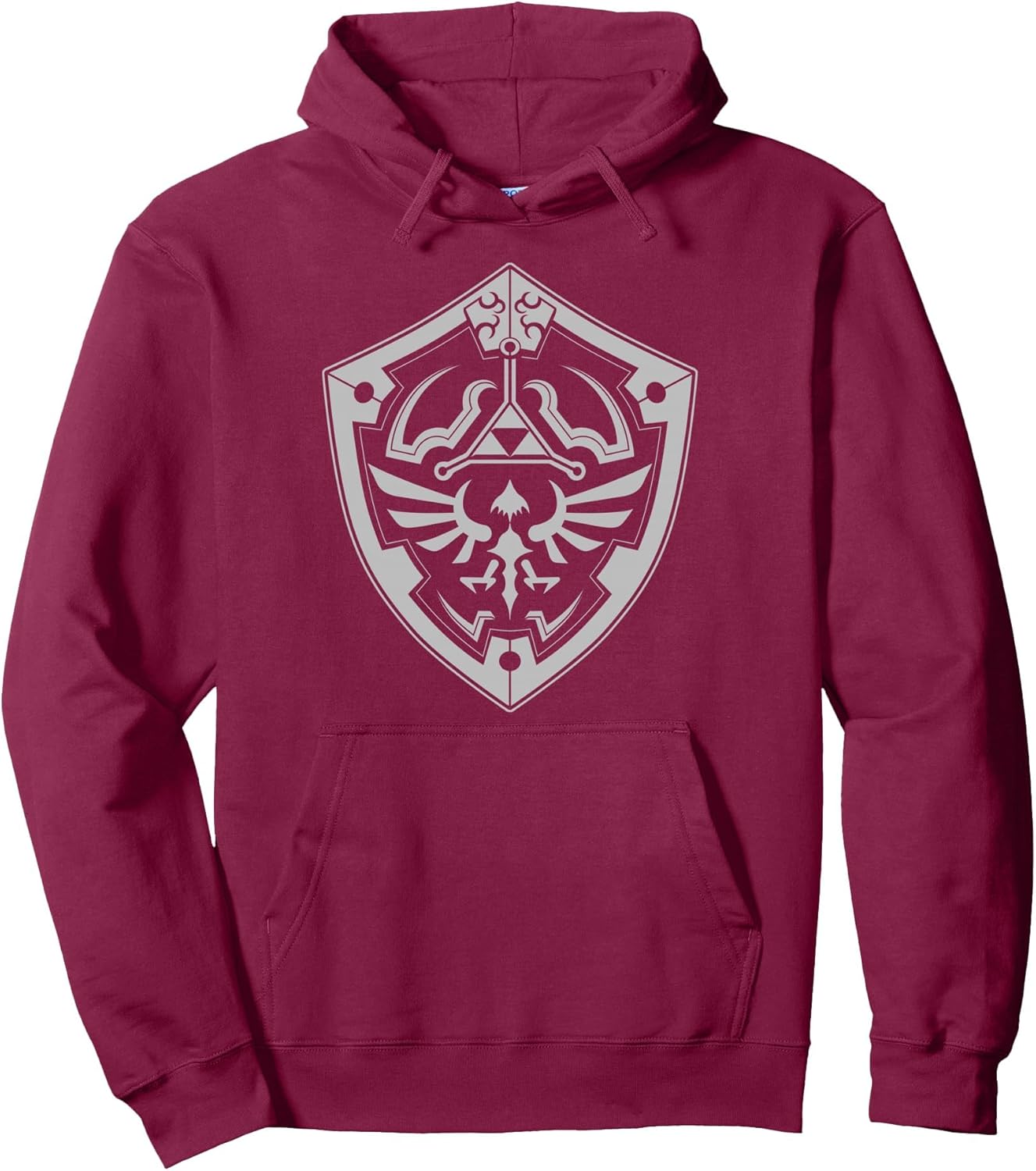 Nintendo Zelda Silver Tonal Hylian Shield Graphic Hoodie Pullover Hoodie