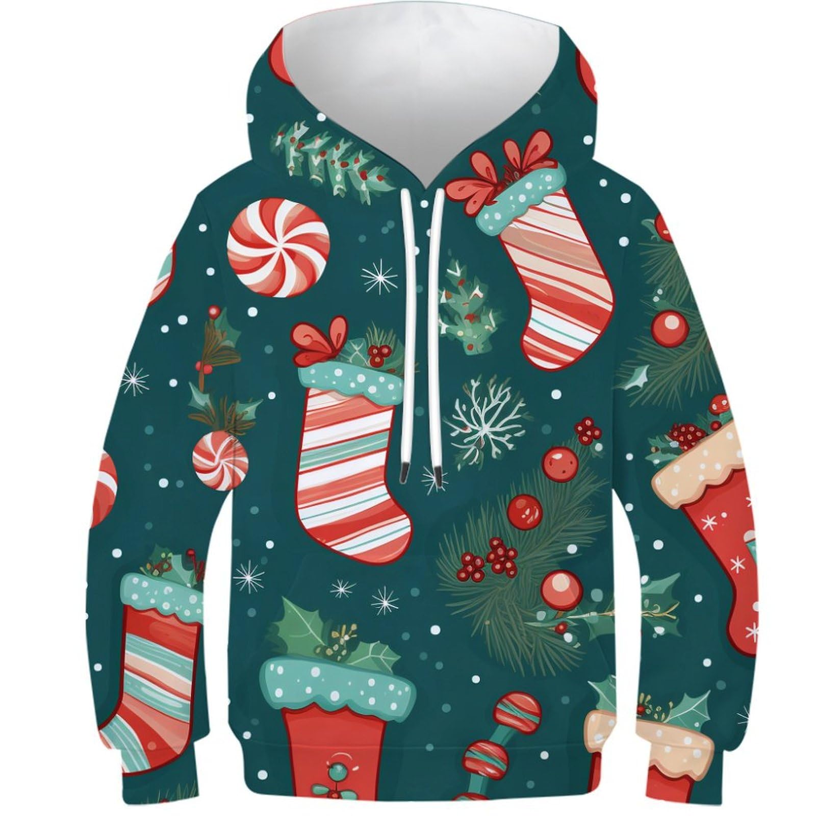 Pull de Noël 3D pour enfant le cadeau idéal avec capuche et poches - 8