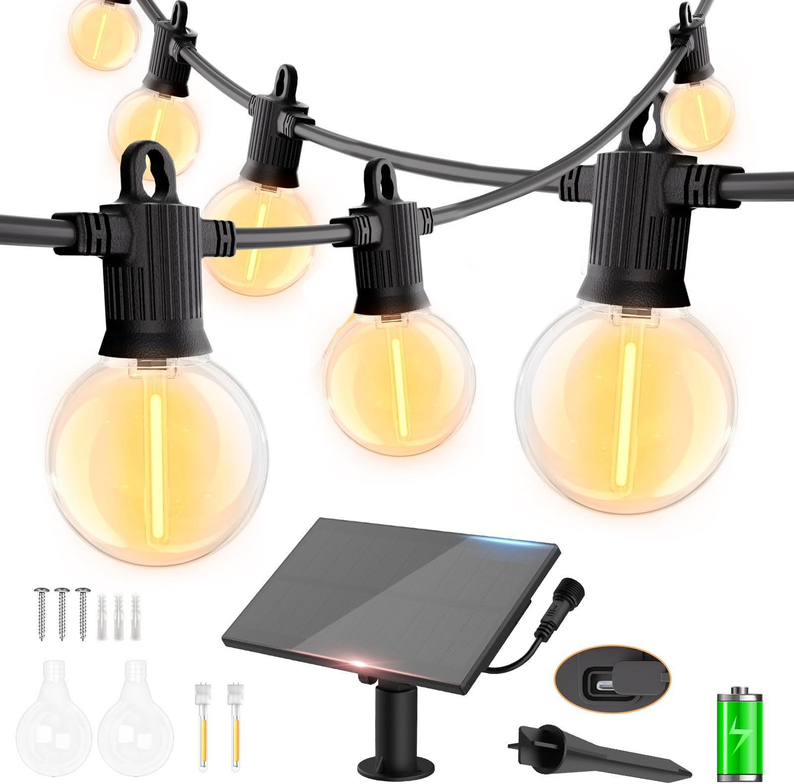 ZOTOYI Solar Festoon Lights Outdoor, 30M/100FT Garden String Festoon