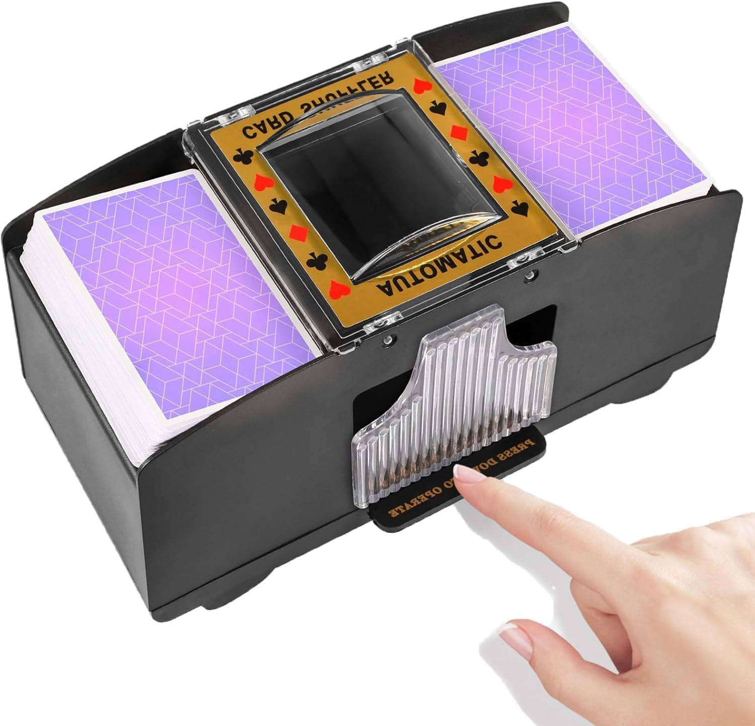 Automatic Card Shuffler, 2 Deck Battery Operated Electric Poker Shuffling, Low Noise Home Card Games Electronic Poker Shuffler for Family Party, Elderly, Adult, Travel