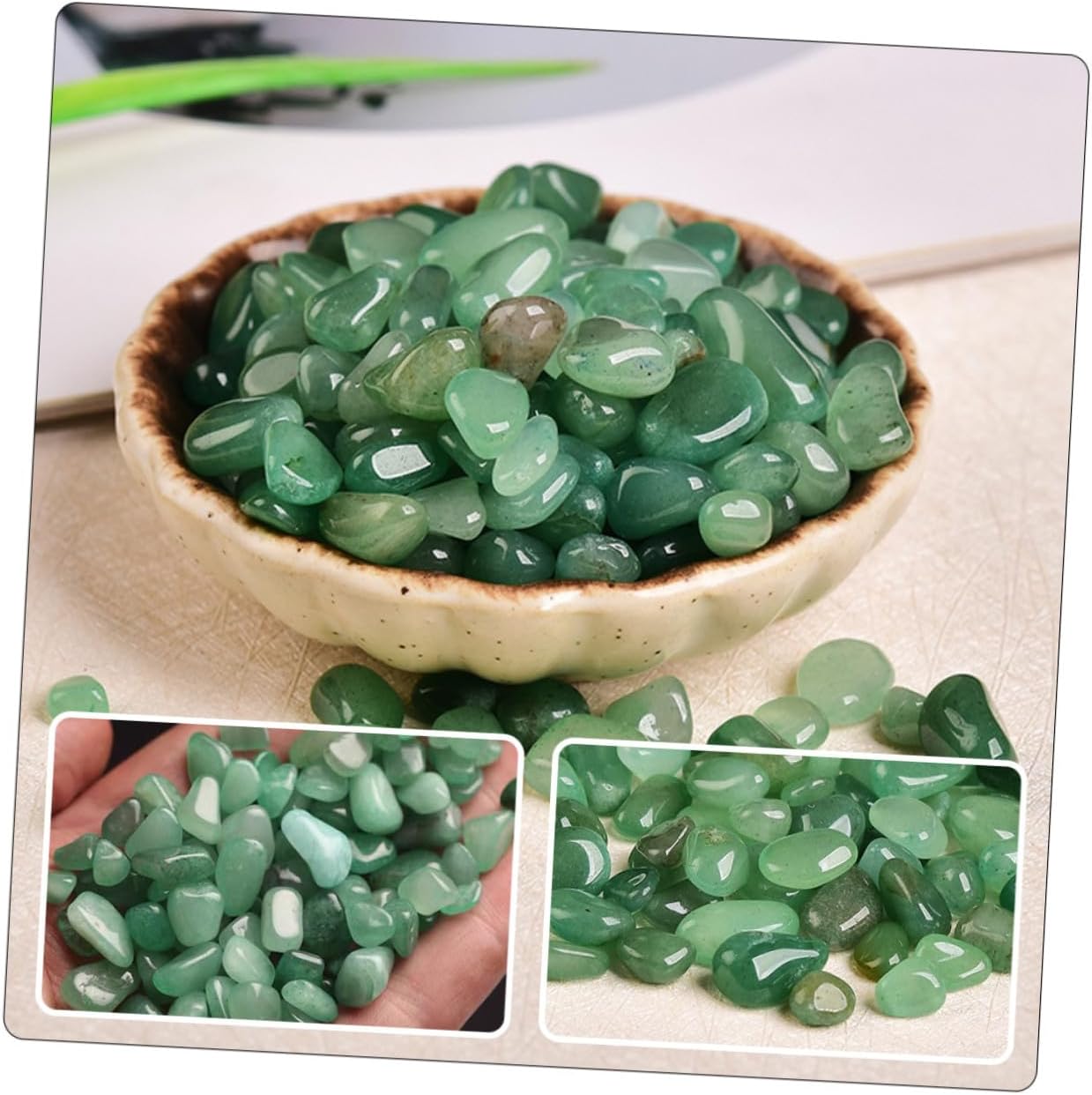 Natural Eastling Jade Aquarium Gravel 7-9mm Decorative Fish Tank Stones Bulk 2lb Terrarium Rocks for Aquarium Décor and Zen Fish Tank Ornament