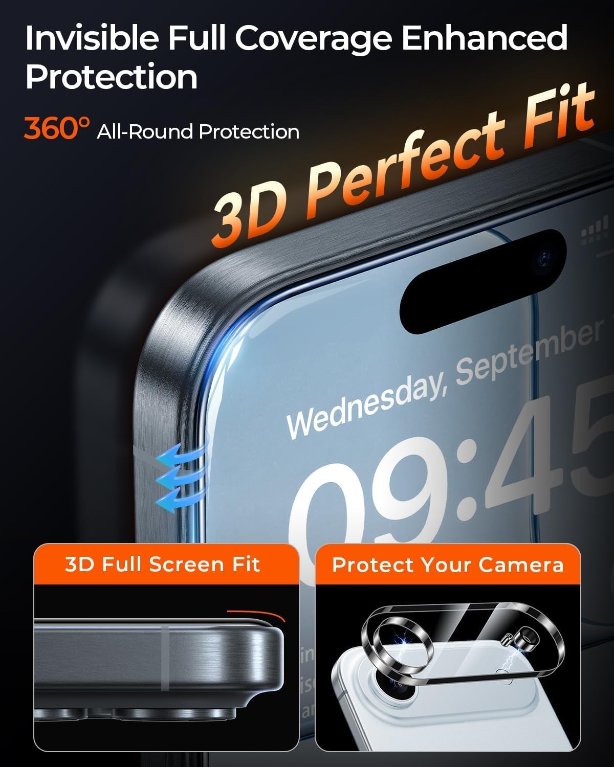 MRGLAS TOP 9H+ Glass 2+2 Packs for iPhone Air Privacy Screen Protector with Camera Lens Protector [Zero Bubble][10X Military Protection] 17 Air 6.5" Tempered Glass Full Edge Coverage,Case-Friendly