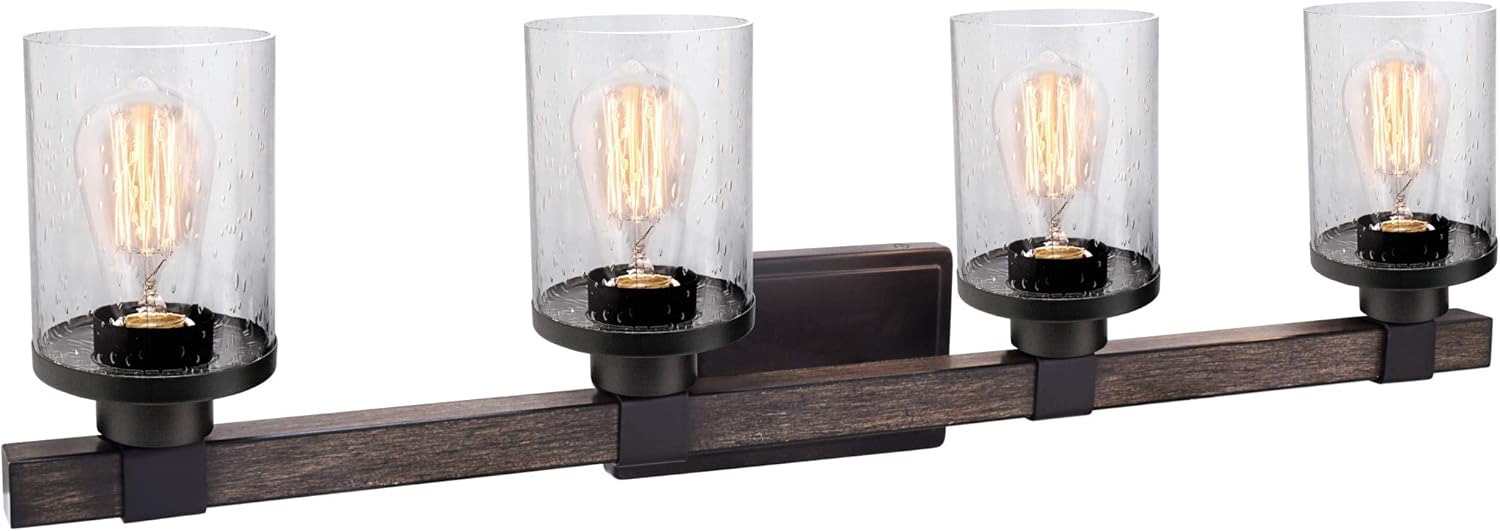 Aspen Creative 62189, Four Metal Bathroom Light Fixture, 32" Wide, Transitional Design in Oil Rubbed Bronze Vanity Wall