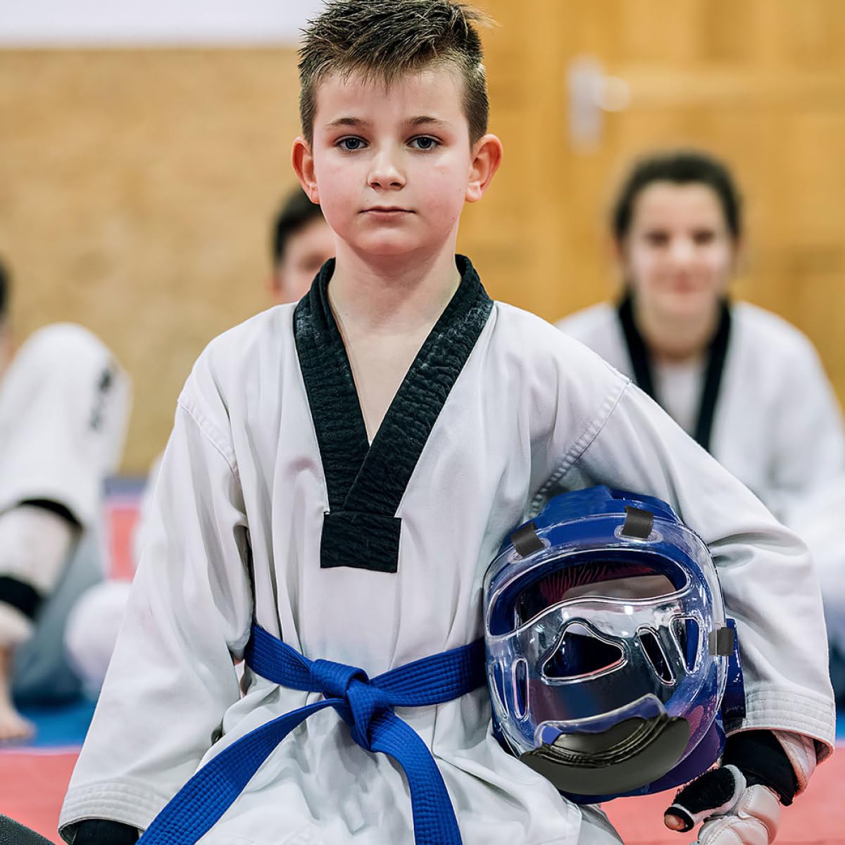 FOMIYES Maschera da Taekwondo e Karate 2 Pezzi Protezione Viso Staccabile, Equipaggiamento Protettivo Sportivo Leggero e Durevole e Adulti, Guardie di Karate per Sparring e Allenamento